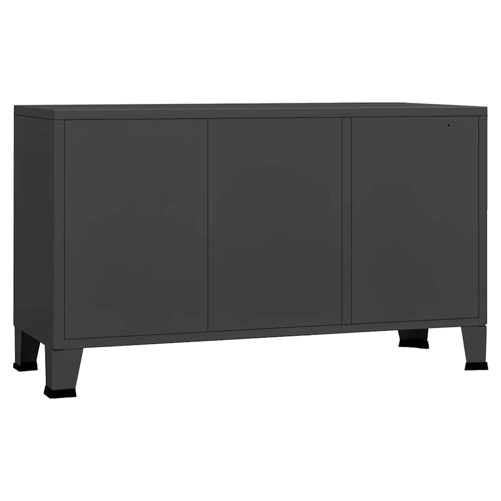 Industrial Sideboard Anthracite 41.3"x13.8"x24.4" Metal and Glass