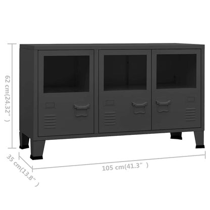 Industrial Sideboard Anthracite 41.3"x13.8"x24.4" Metal and Glass