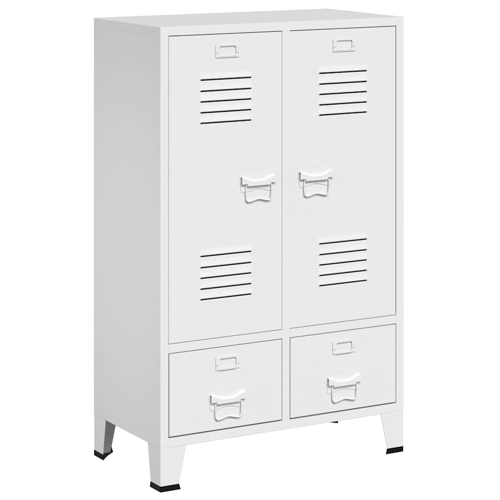 vidaXL Wardrobe White Steel Medium Height-Adjustable Shelves Wardrobe