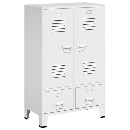 vidaXL Wardrobe White Steel Medium Height-Adjustable Shelves Wardrobe