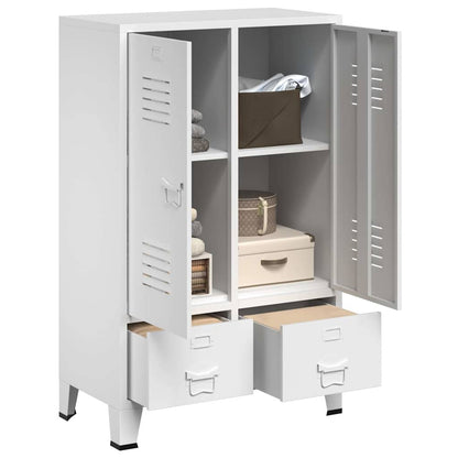 vidaXL Wardrobe White Steel Medium Height-Adjustable Shelves Wardrobe