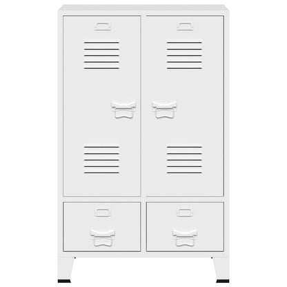 vidaXL Wardrobe White Steel Medium Height-Adjustable Shelves Wardrobe
