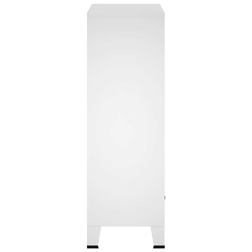 vidaXL Wardrobe White Steel Medium Height-Adjustable Shelves Wardrobe