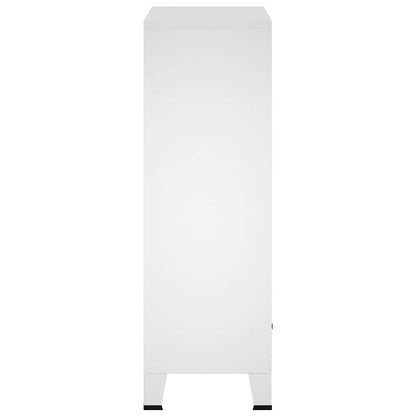 vidaXL Wardrobe White Steel Medium Height-Adjustable Shelves Wardrobe