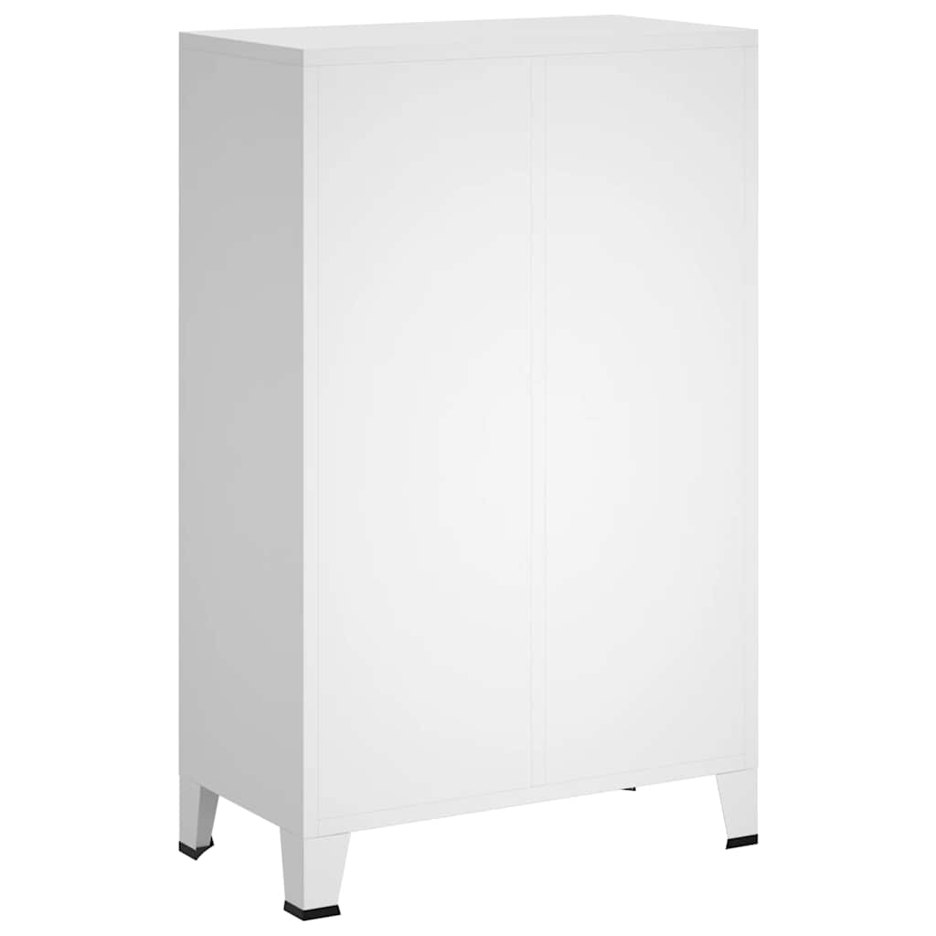 vidaXL Wardrobe White Steel Medium Height-Adjustable Shelves Wardrobe