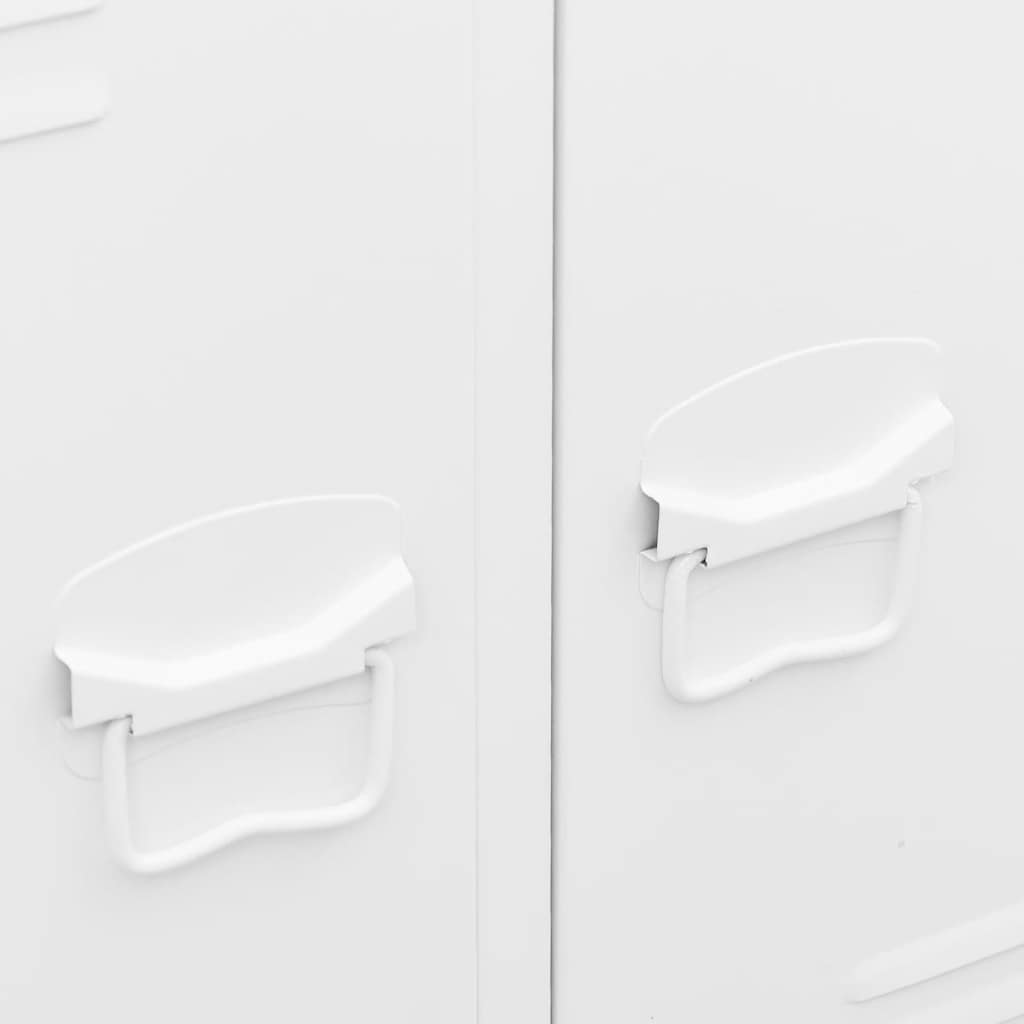 vidaXL Wardrobe White Steel Medium Height-Adjustable Shelves Wardrobe