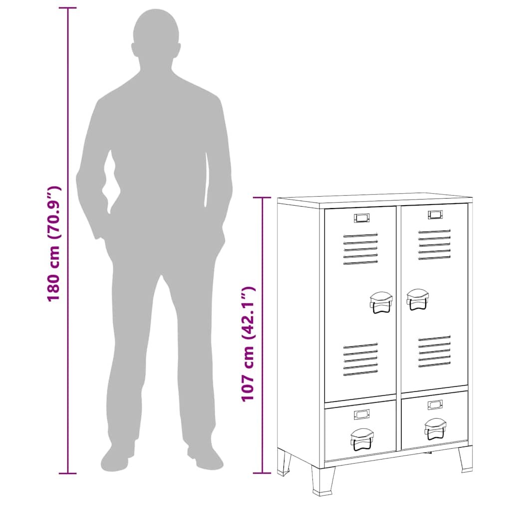 vidaXL Wardrobe White Steel Medium Height-Adjustable Shelves Wardrobe