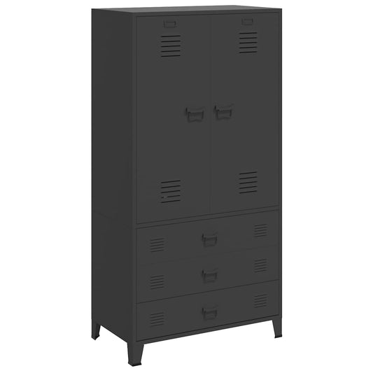 Wardrobe | Black | Metal | Large | Wardrobe | Rectangular | Industrial