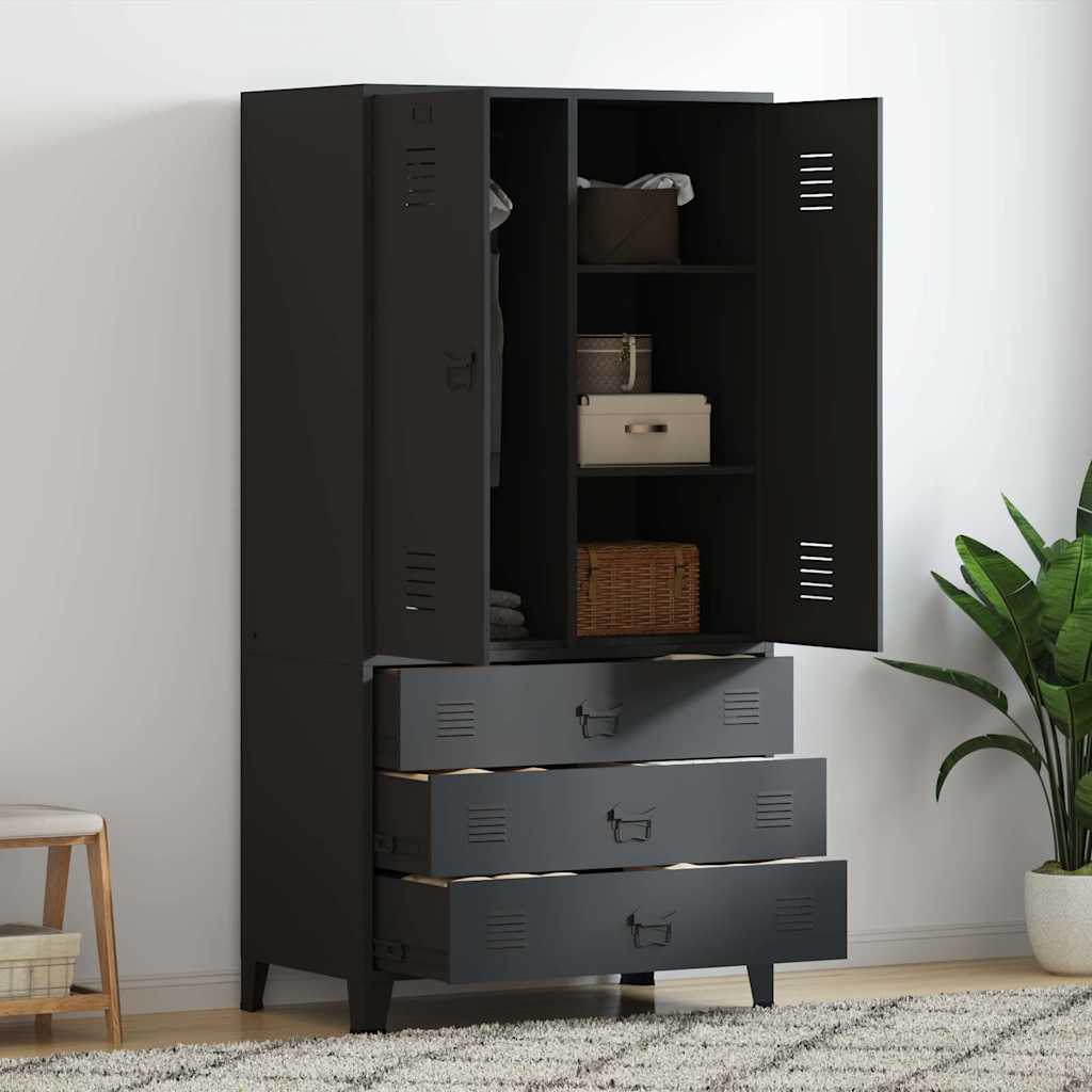 Industrial Wardrobe Black 90x50x180 cm Metal