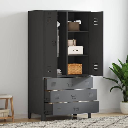 Wardrobe | Anthracite | Metal | 90x50x180 cm | Wardrobe | Rectangular