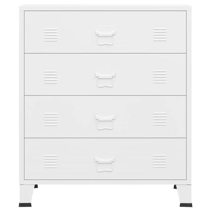 Industrial Drawer Cabinet White 78x40x93 cm Metal