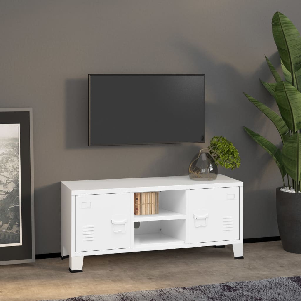 TV Cabinet White Metal