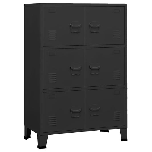 Storage Chest | Black | Metal | 115 cm Height | Storage Chest