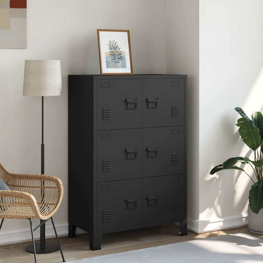 Storage Chest | Black | Metal | 115 cm Height | Storage Chest
