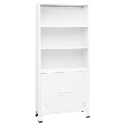 Industrial Bookshelf White 31.5"x12.6"x70.9" Steel