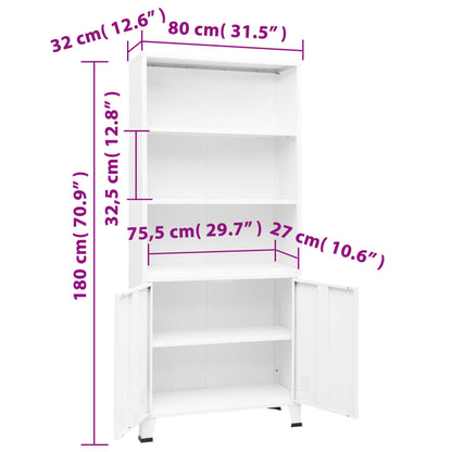 Industrial Bookshelf White 31.5"x12.6"x70.9" Steel