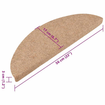 136388 vidaXL Stair Mats Self-adhesive 15 pcs 56x17x3 cm Beige
