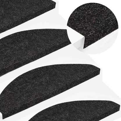 136390 vidaXL Stair Mats Self-adhesive 15 pcs 56x17x3 cm Black