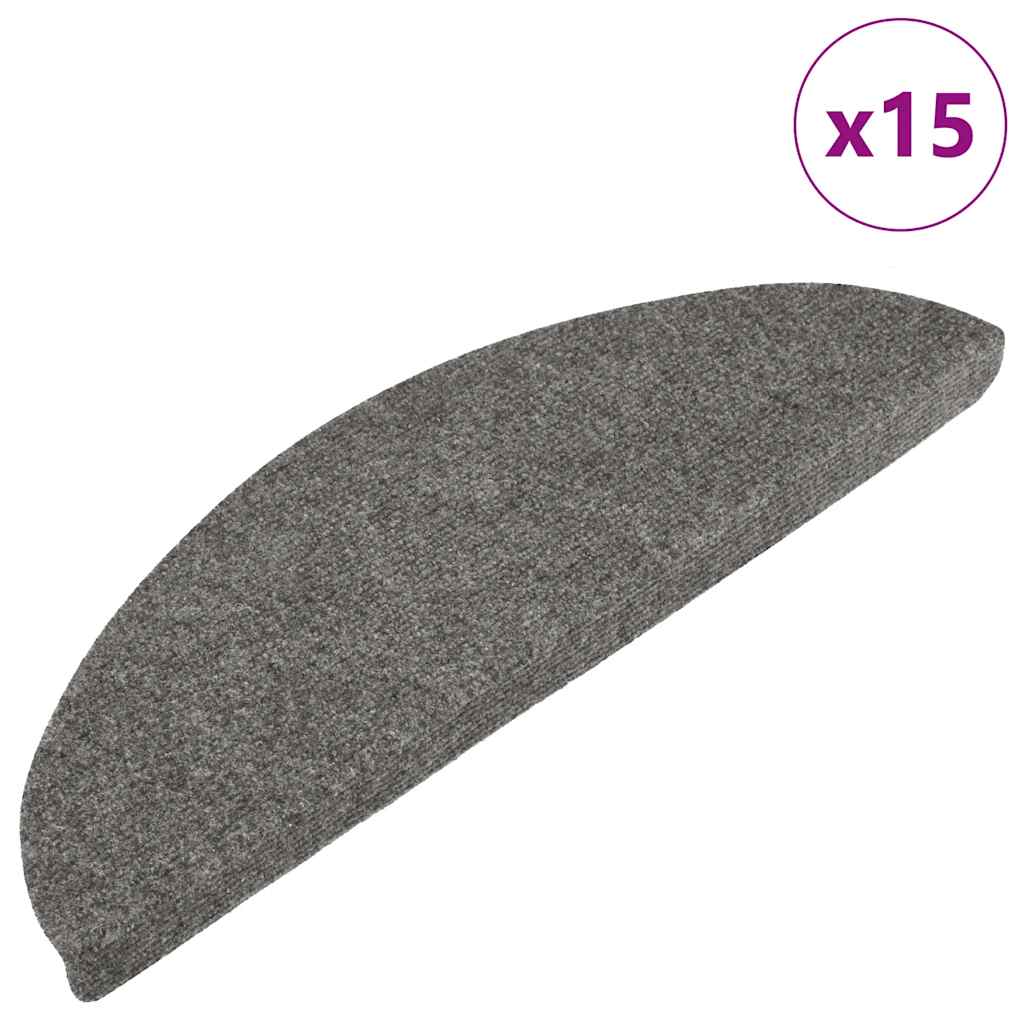 136391 vidaXL Stair Mats Self-adhesive 15 pcs 56x17x3 cm Grey