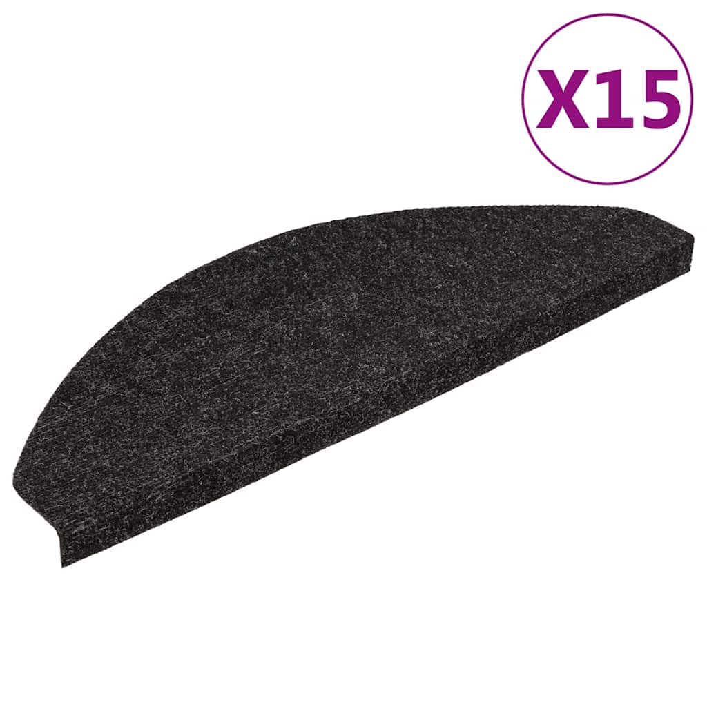136395 vidaXL Stair Mats Self-adhesive 15 pcs 65x22,5x3,5 cm Anthracite