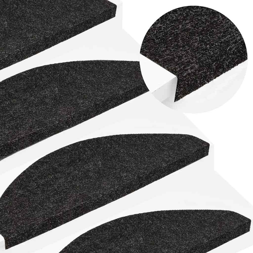 136395 vidaXL Stair Mats Self-adhesive 15 pcs 65x22,5x3,5 cm Anthracite