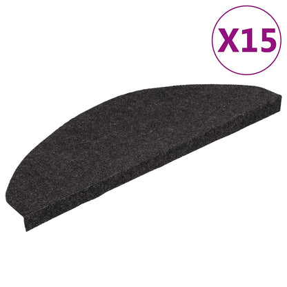 136396 vidaXL Stair Mats Self-adhesive 15 pcs 65x22,5x3,5 cm Black