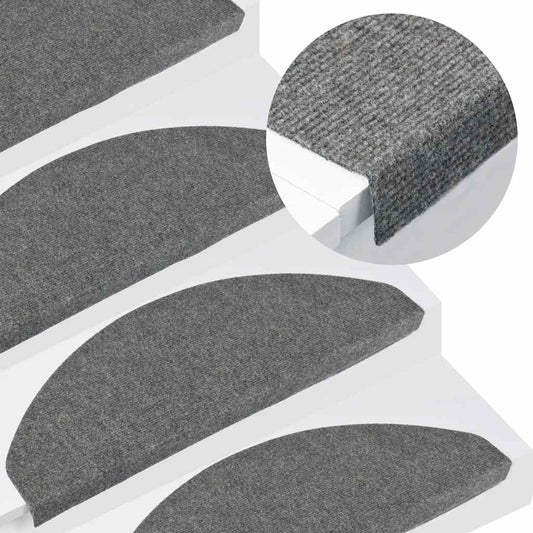 136397 vidaXL Stair Mats Self-adhesive 15 pcs 65x22,5x3,5 cm Grey