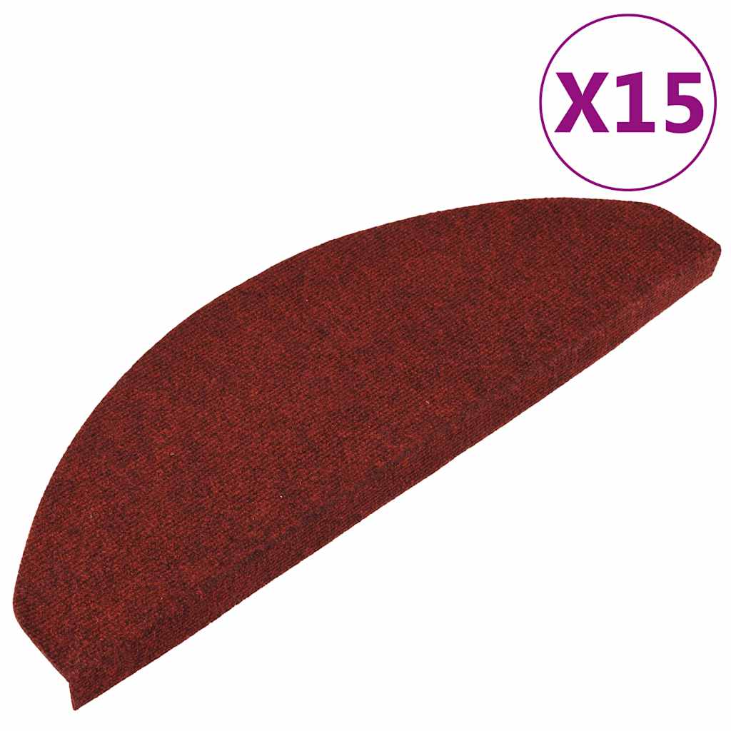 136398 vidaXL Stair Mats Self-adhesive 15 pcs 65x22,5x3,5 cm Red