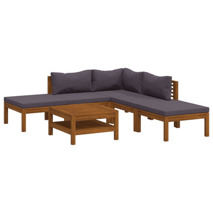6 Piece Patio Lounge Set with Cushion Solid Acacia Wood