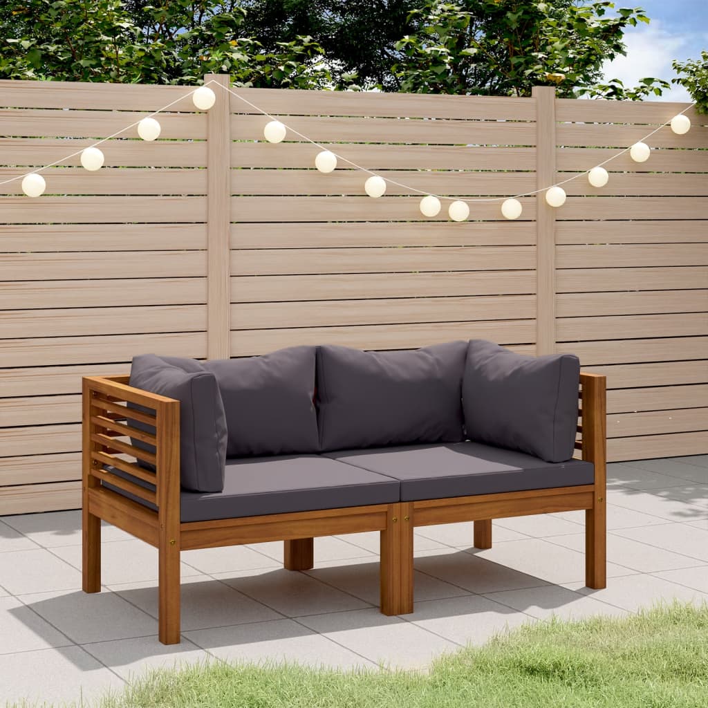 2-Seater Patio Sofa with Cushion Solid Acacia Wood