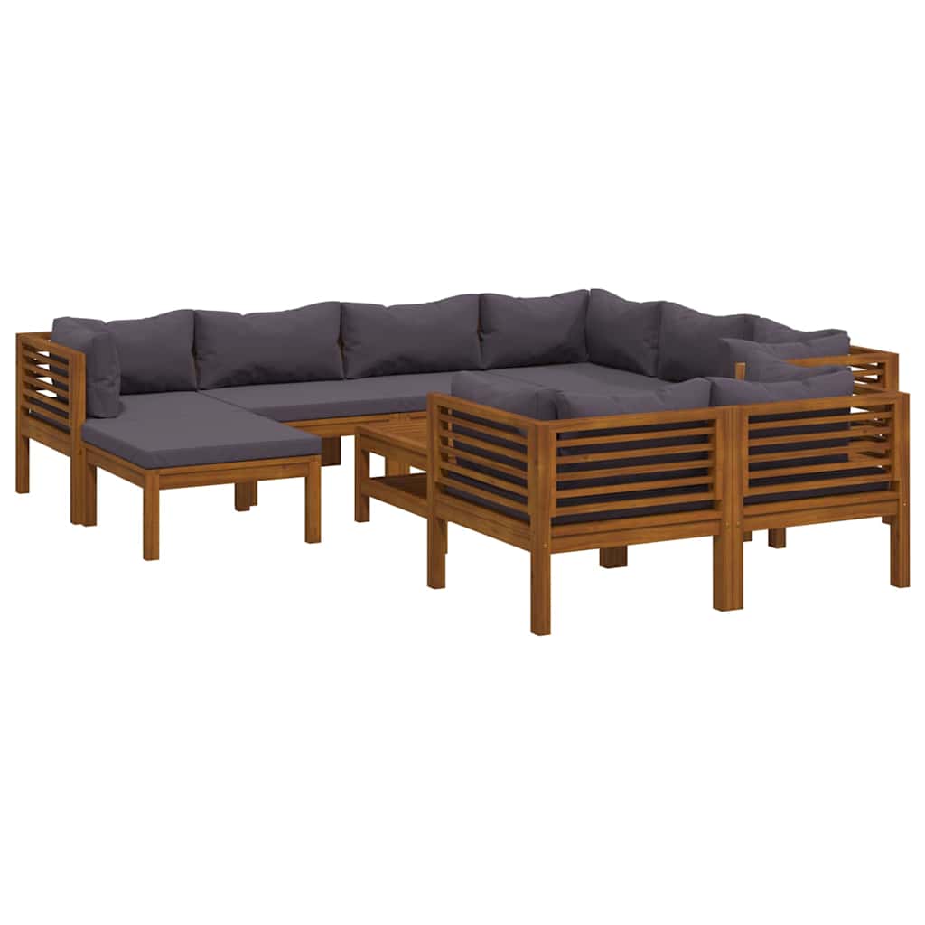 10 Piece Patio Lounge Set with Cushion Solid Acacia Wood