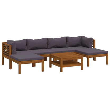 7 Piece Patio Lounge Set with Cushion Solid Acacia Wood