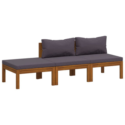 3 Piece Patio Lounge Set with Cushion Solid Acacia Wood