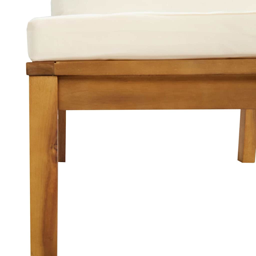 2-Seater Patio Sofa with Cream Cushion Solid Acacia Wood