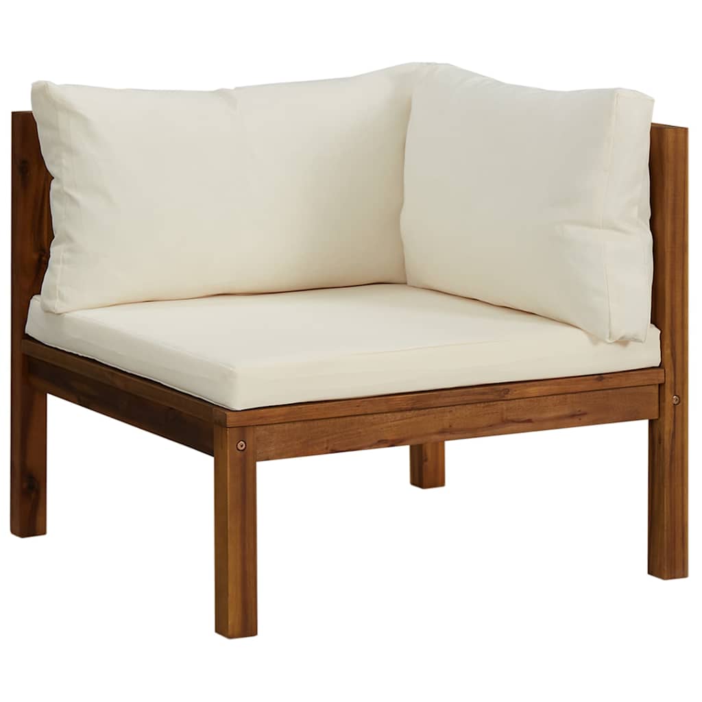 6 Piece Patio Lounge Set with Cream Cushion Solid Acacia Wood