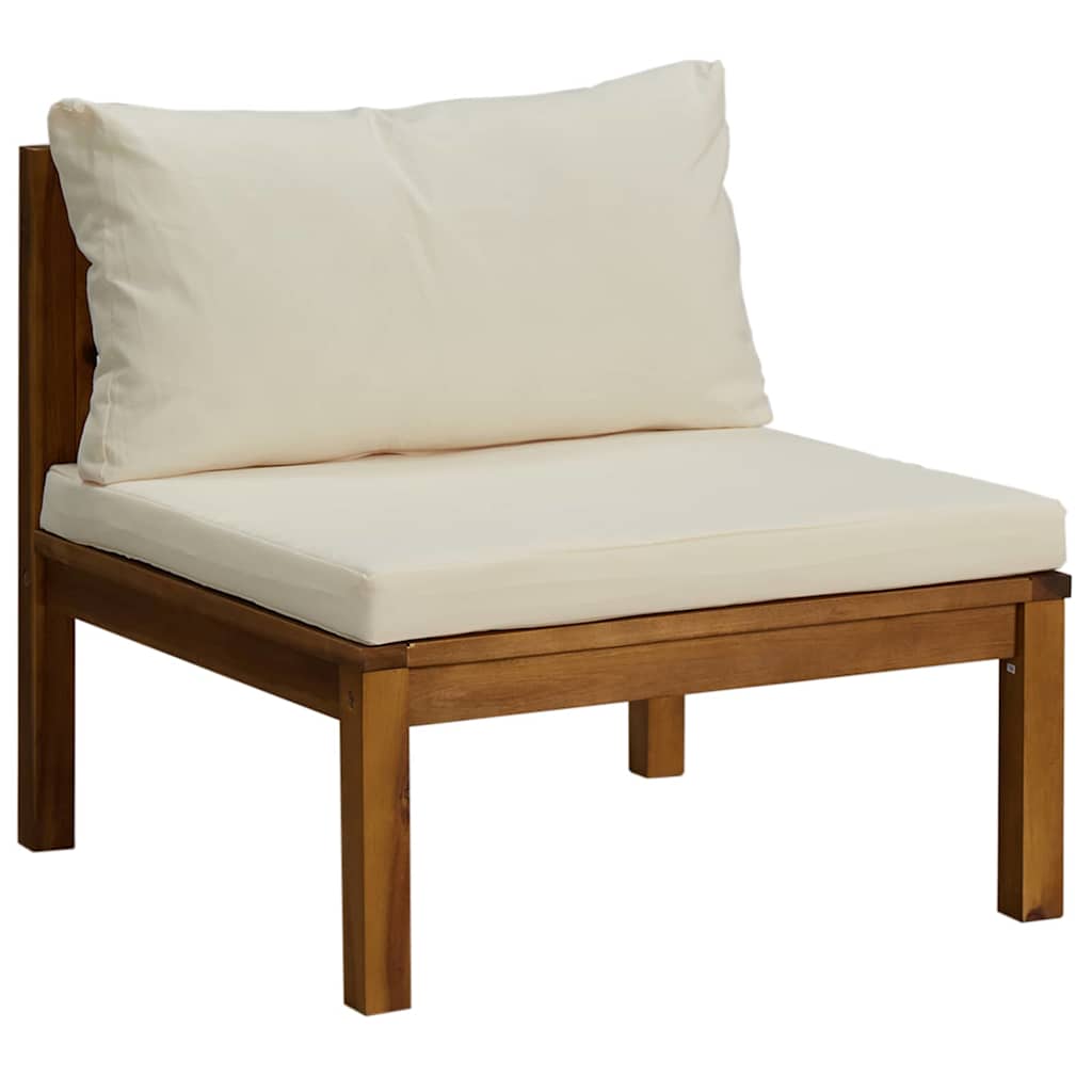 6 Piece Patio Lounge Set with Cream Cushion Solid Acacia Wood