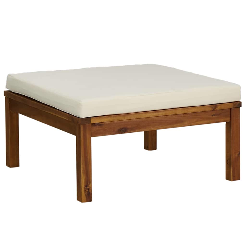6 Piece Patio Lounge Set with Cream Cushion Solid Acacia Wood