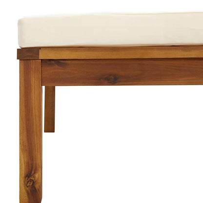 6 Piece Patio Lounge Set with Cream Cushion Solid Acacia Wood