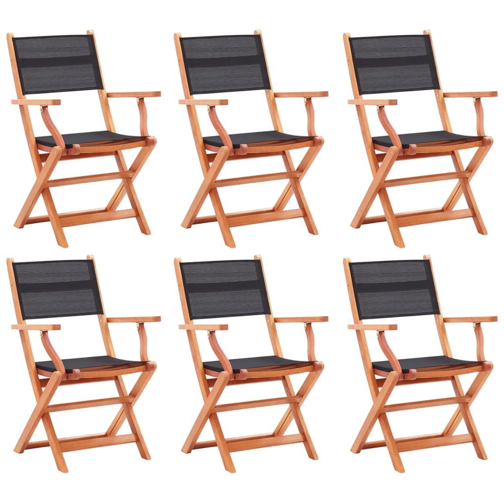 Garden Chair | Set of 6 | Black and natural