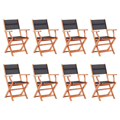 Garden Chair | Set of 8 | Black and Natural