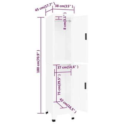 Locker Cabinet White 38x45x180 cm Steel
