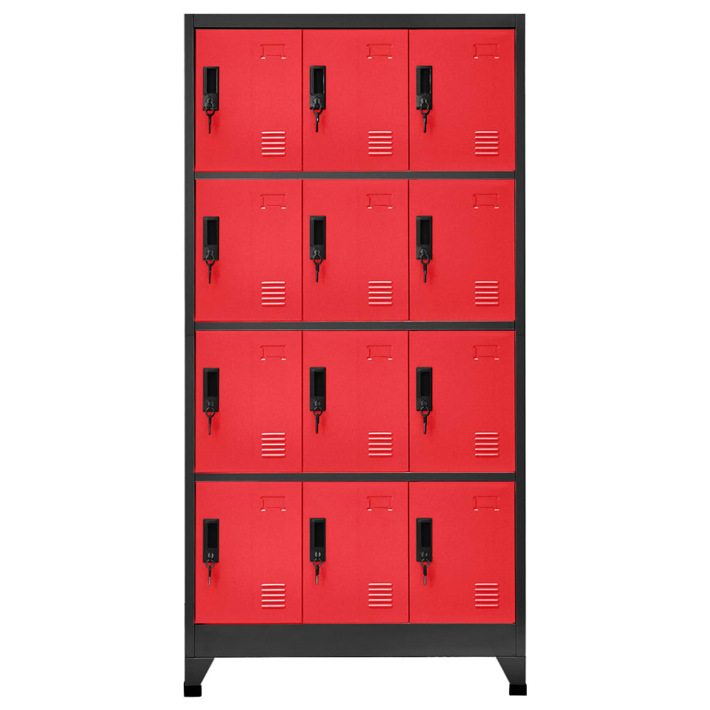 Locker Cabinet Anthracite and Red Steel Large Locker Cabinet