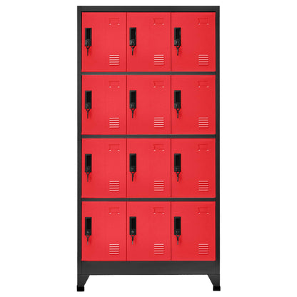 Locker Cabinet Anthracite and Red Steel Large Locker Cabinet