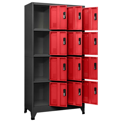 Locker Cabinet Anthracite and Red Steel Large Locker Cabinet