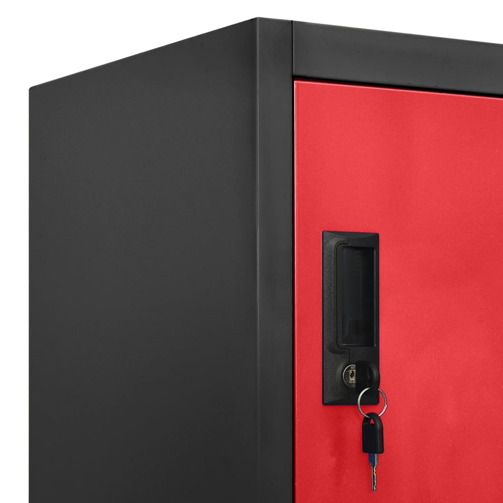 Locker Cabinet Anthracite and Red Steel Large Locker Cabinet