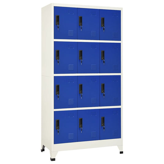 Locker Cabinet | Grey and Blue | Steel | Large | Modern | Locks