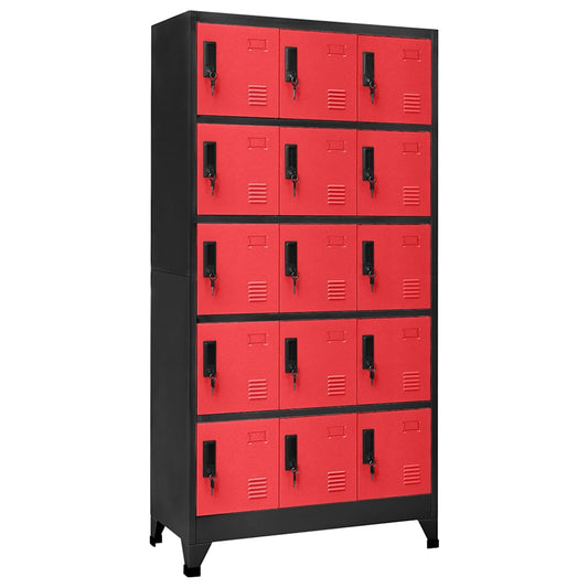Locker Cabinet | Anthracite and Red | Steel | Large | Locks