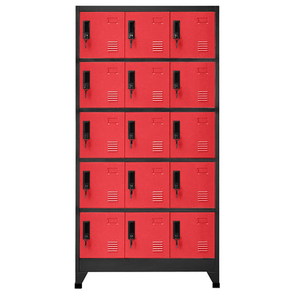 Locker Cabinet Anthracite and Red 90x40x180 cm Steel