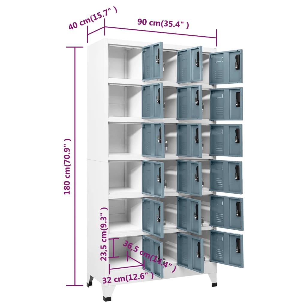 Locker Cabinet Light Grey and Dark Grey 90x40x180 cm Steel