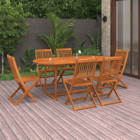 7 Piece Garden Dining Set 180x90x75 cm Solid Wood Acacia